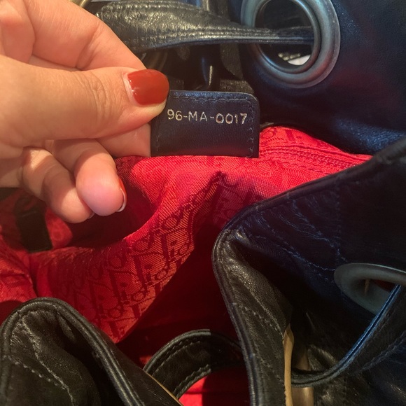DIOR BLACK LAMBSKIN CANNAGE DRAWSTRING BAG - Picture 9 of 16